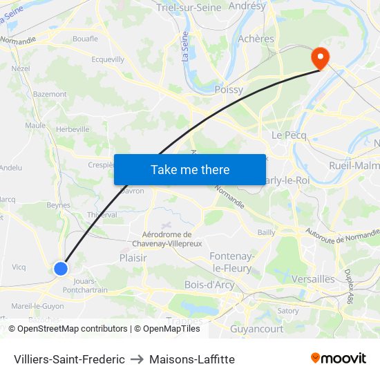 Villiers-Saint-Frederic to Maisons-Laffitte map