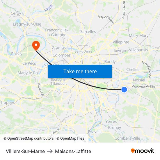 Villiers-Sur-Marne to Maisons-Laffitte map