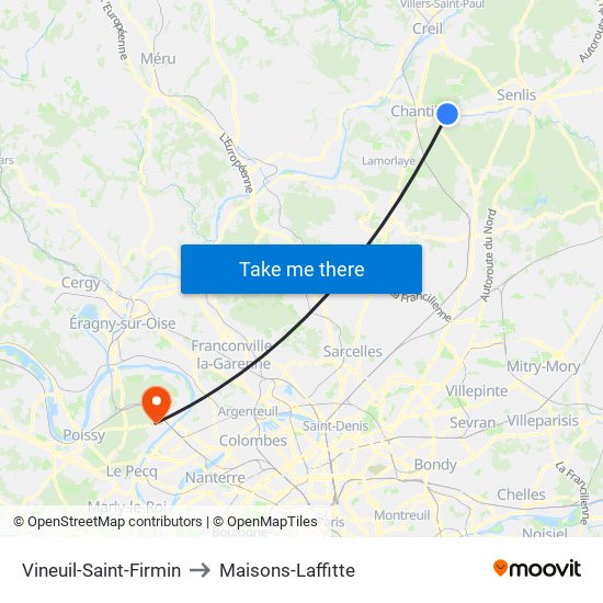 Vineuil-Saint-Firmin to Maisons-Laffitte map