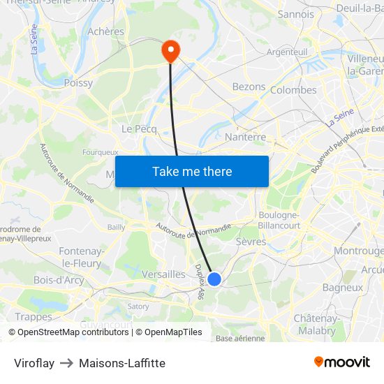 Viroflay to Maisons-Laffitte map