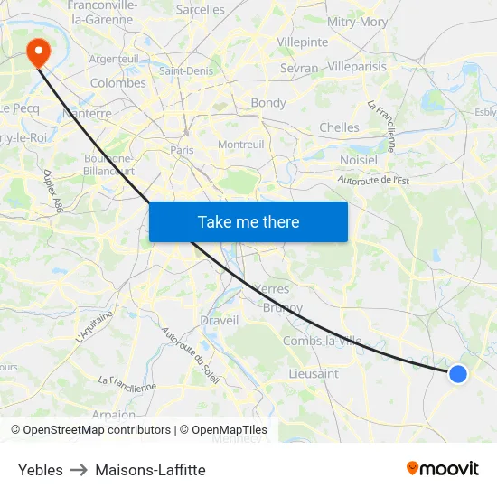Yebles to Maisons-Laffitte map