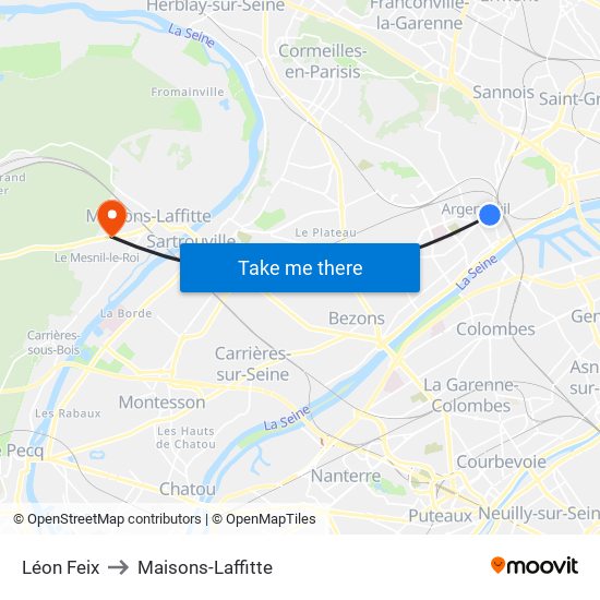 Léon Feix to Maisons-Laffitte map