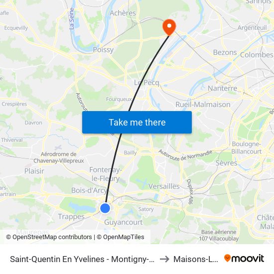 Saint-Quentin En Yvelines - Montigny-Le-Bretonneux to Maisons-Laffitte map
