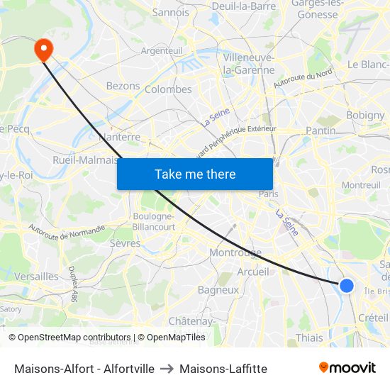 Maisons-Alfort - Alfortville to Maisons-Laffitte map