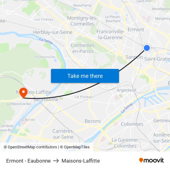 Ermont - Eaubonne to Maisons-Laffitte map