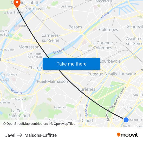 Javel to Maisons-Laffitte map