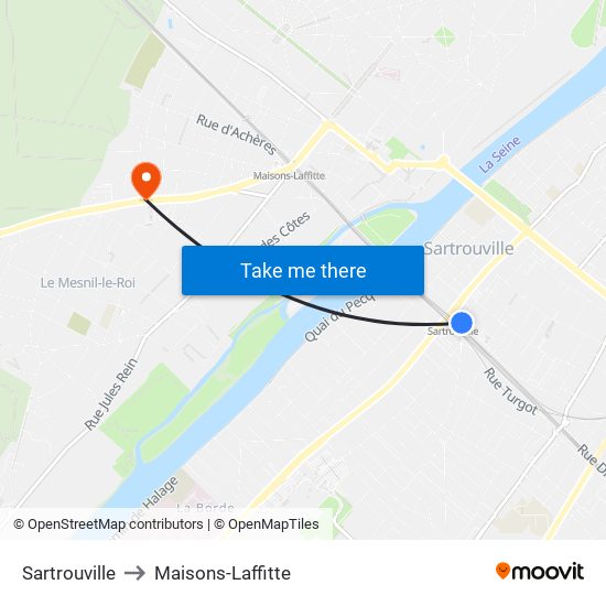 Sartrouville to Maisons-Laffitte map