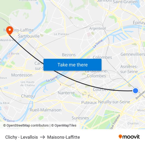 Clichy - Levallois to Maisons-Laffitte map