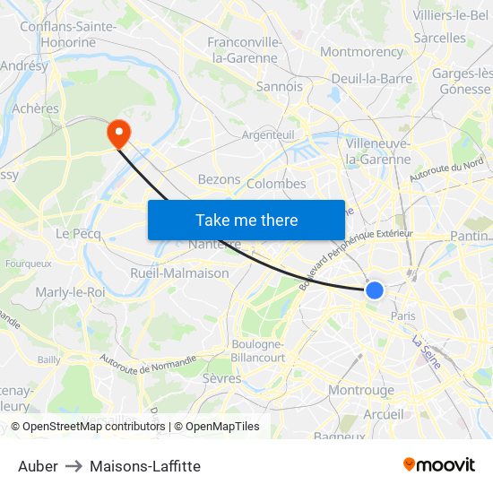Auber to Maisons-Laffitte map