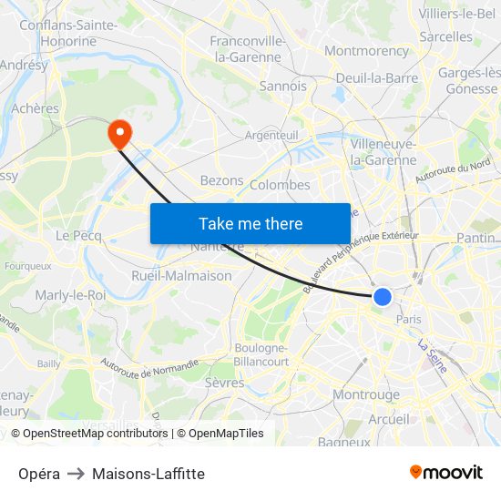 Opéra to Maisons-Laffitte map