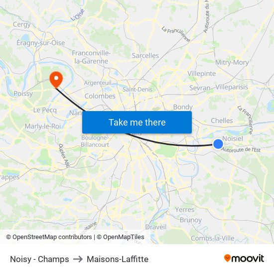 Noisy - Champs to Maisons-Laffitte map