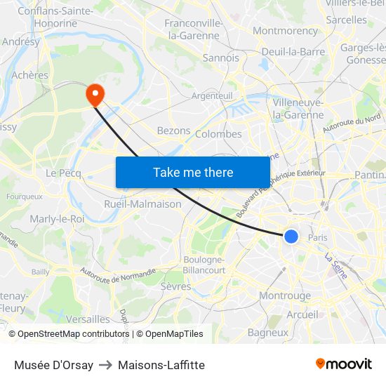 Musée D'Orsay to Maisons-Laffitte map