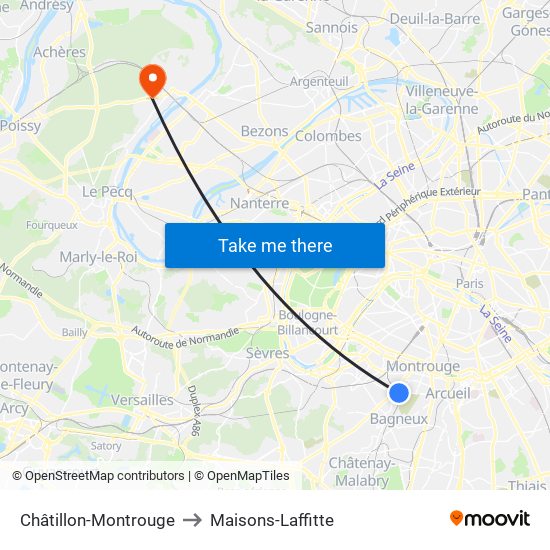 Châtillon-Montrouge to Maisons-Laffitte map