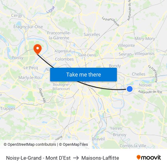 Noisy-Le-Grand - Mont D'Est to Maisons-Laffitte map