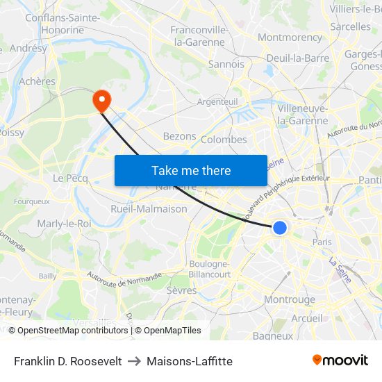 Franklin D. Roosevelt to Maisons-Laffitte map