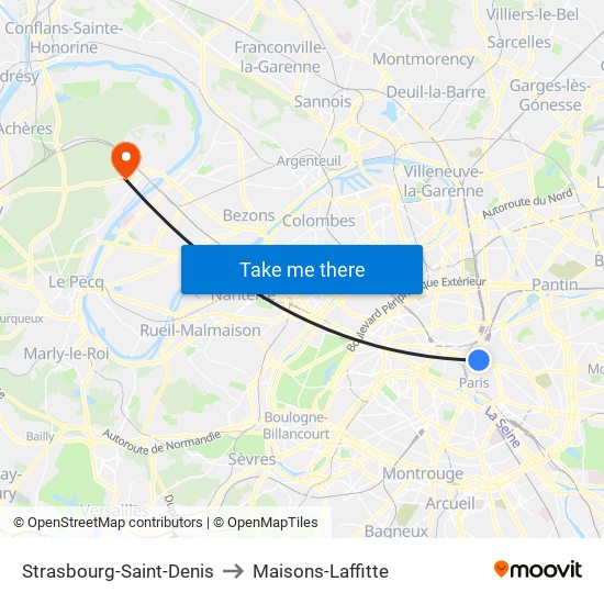 Strasbourg-Saint-Denis to Maisons-Laffitte map