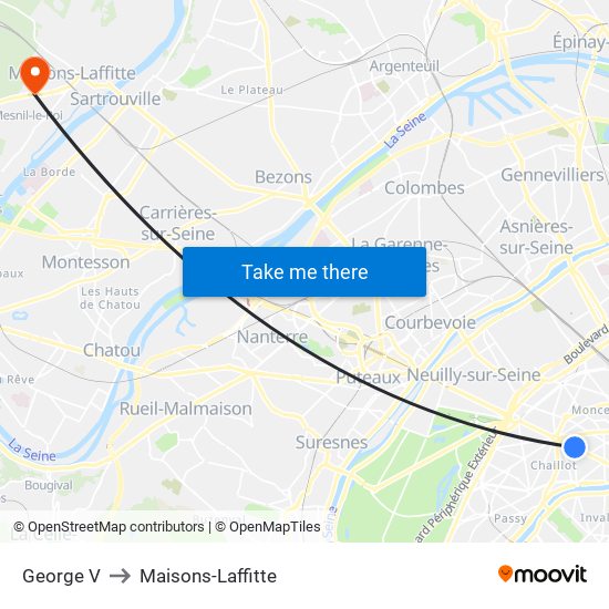 George V to Maisons-Laffitte map