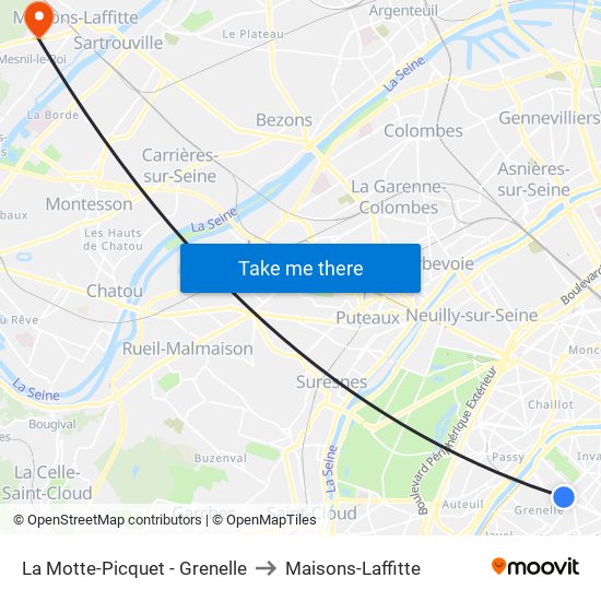 La Motte-Picquet - Grenelle to Maisons-Laffitte map