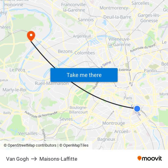 Van Gogh to Maisons-Laffitte map