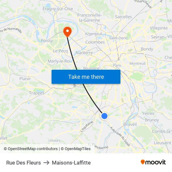 Rue Des Fleurs to Maisons-Laffitte map