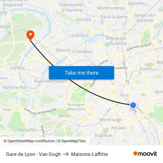 Gare de Lyon - Van Gogh to Maisons-Laffitte map
