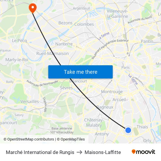 Marché International de Rungis to Maisons-Laffitte map
