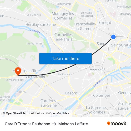Gare D'Ermont-Eaubonne to Maisons-Laffitte map