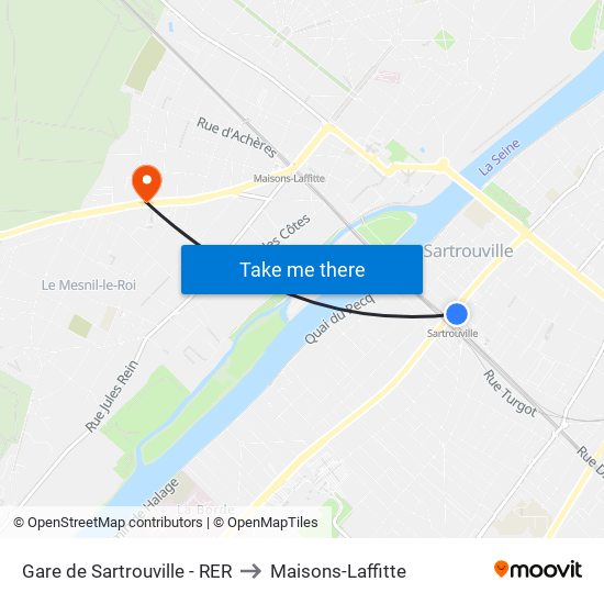 Gare de Sartrouville - RER to Maisons-Laffitte map