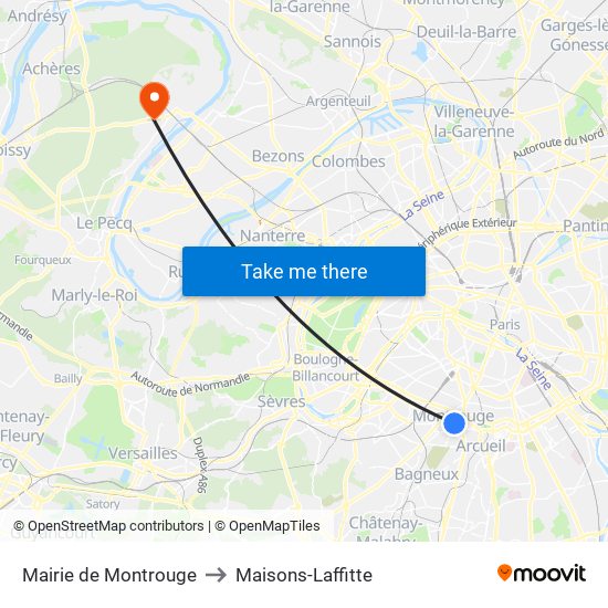 Mairie de Montrouge to Maisons-Laffitte map