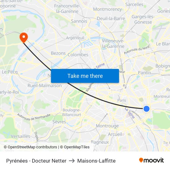 Pyrénées - Docteur Netter to Maisons-Laffitte map