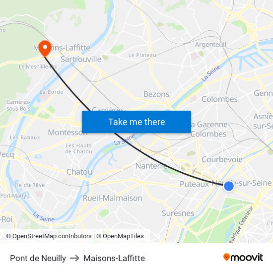 Pont de Neuilly to Maisons-Laffitte map