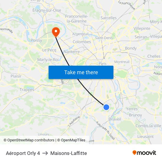 Aéroport Orly 4 to Maisons-Laffitte map