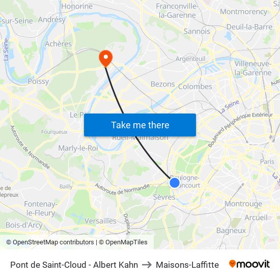 Pont de Saint-Cloud - Albert Kahn to Maisons-Laffitte map