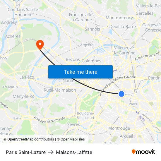 Paris Saint-Lazare to Maisons-Laffitte map