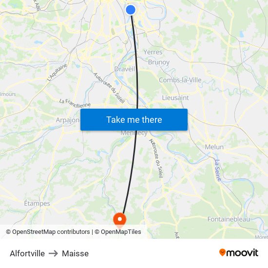 Alfortville to Maisse map