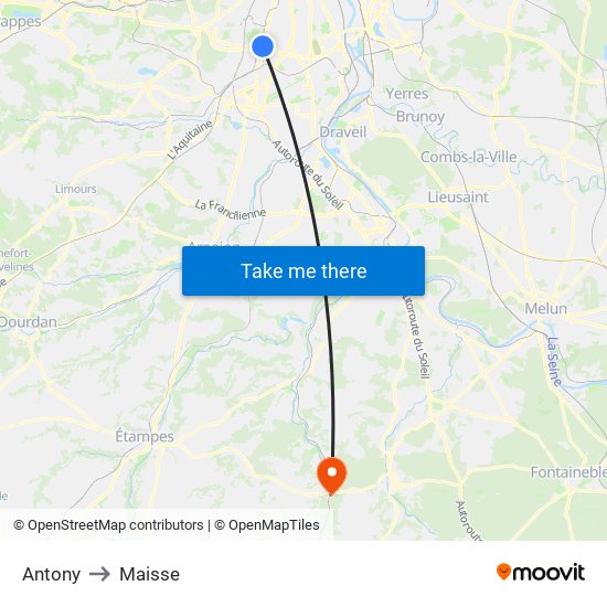 Antony to Maisse map