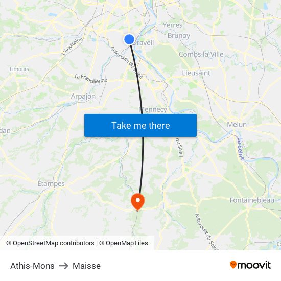 Athis-Mons to Maisse map