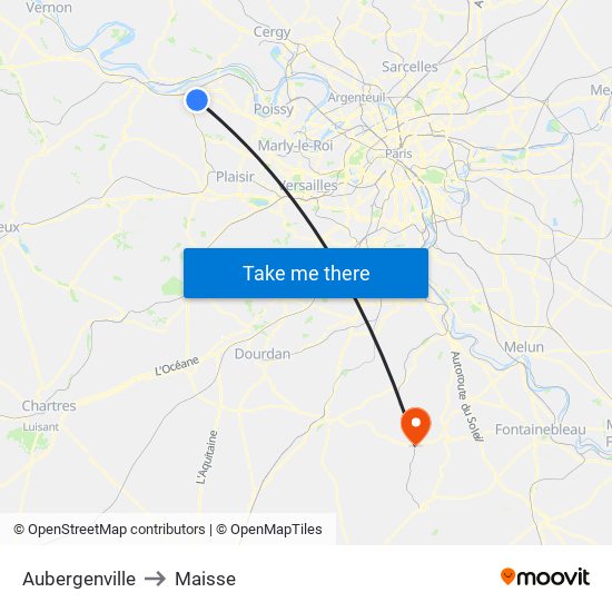 Aubergenville to Maisse map