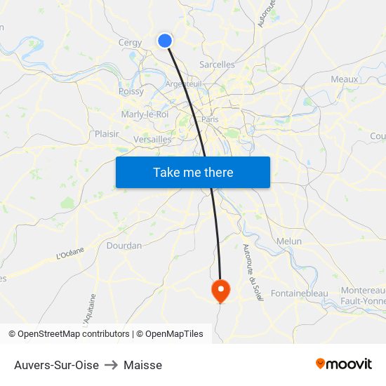 Auvers-Sur-Oise to Maisse map
