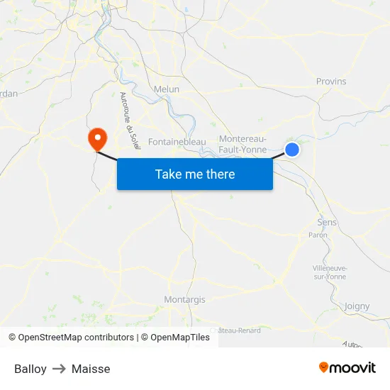 Balloy to Maisse map