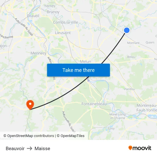Beauvoir to Maisse map