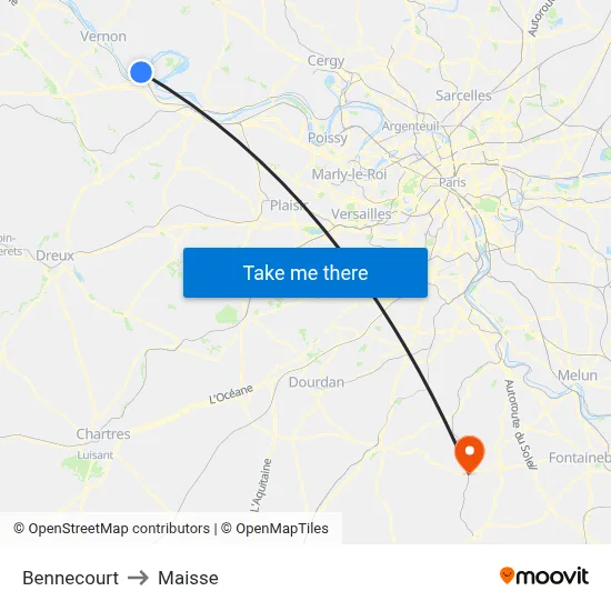 Bennecourt to Maisse map