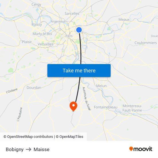 Bobigny to Maisse map