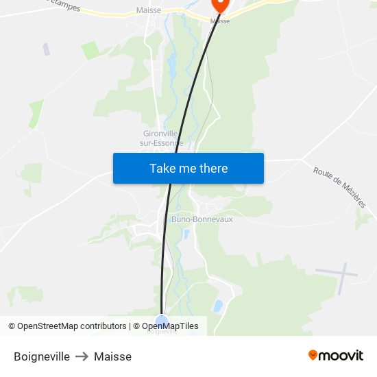 Boigneville to Maisse map