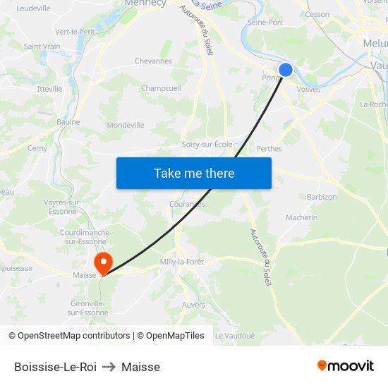 Boissise-Le-Roi to Maisse map