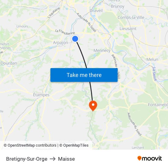 Bretigny-Sur-Orge to Maisse map