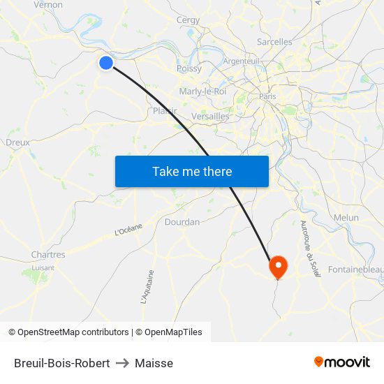 Breuil-Bois-Robert to Maisse map