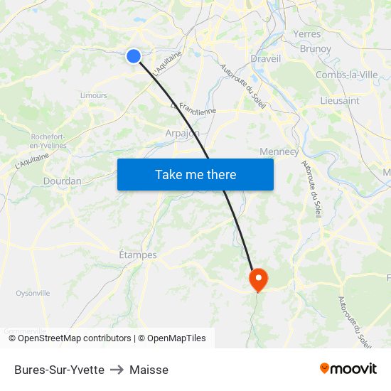 Bures-Sur-Yvette to Maisse map