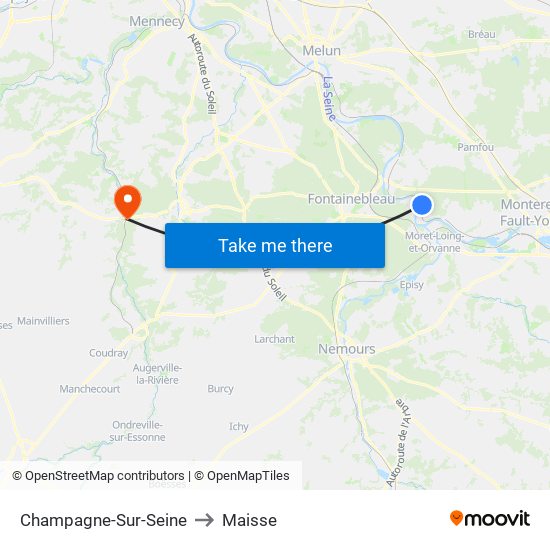 Champagne-Sur-Seine to Maisse map