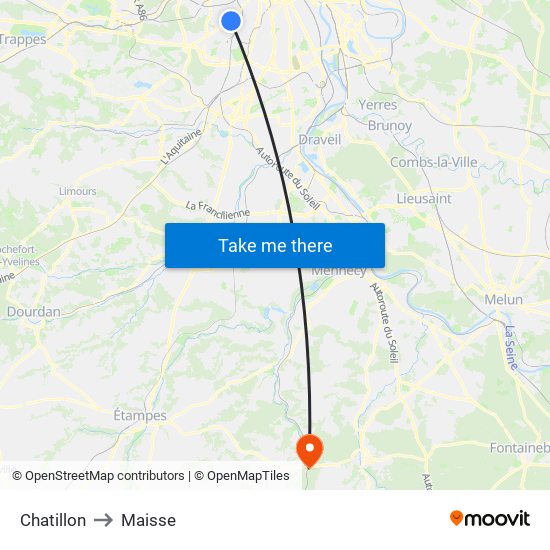 Chatillon to Maisse map